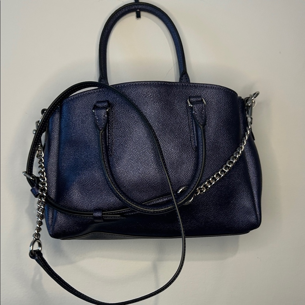 Coach Dark Blue Leather Satchel Handbag - Picture 3 of 6